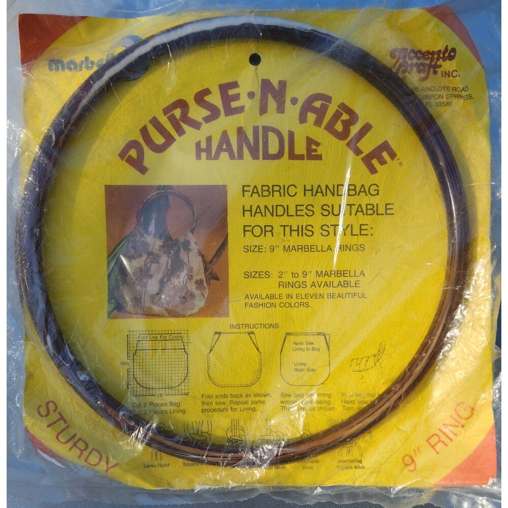 Vintage Purse N Able Handle 9” Marbella Rings Macrame Bag Handles Craft Kit